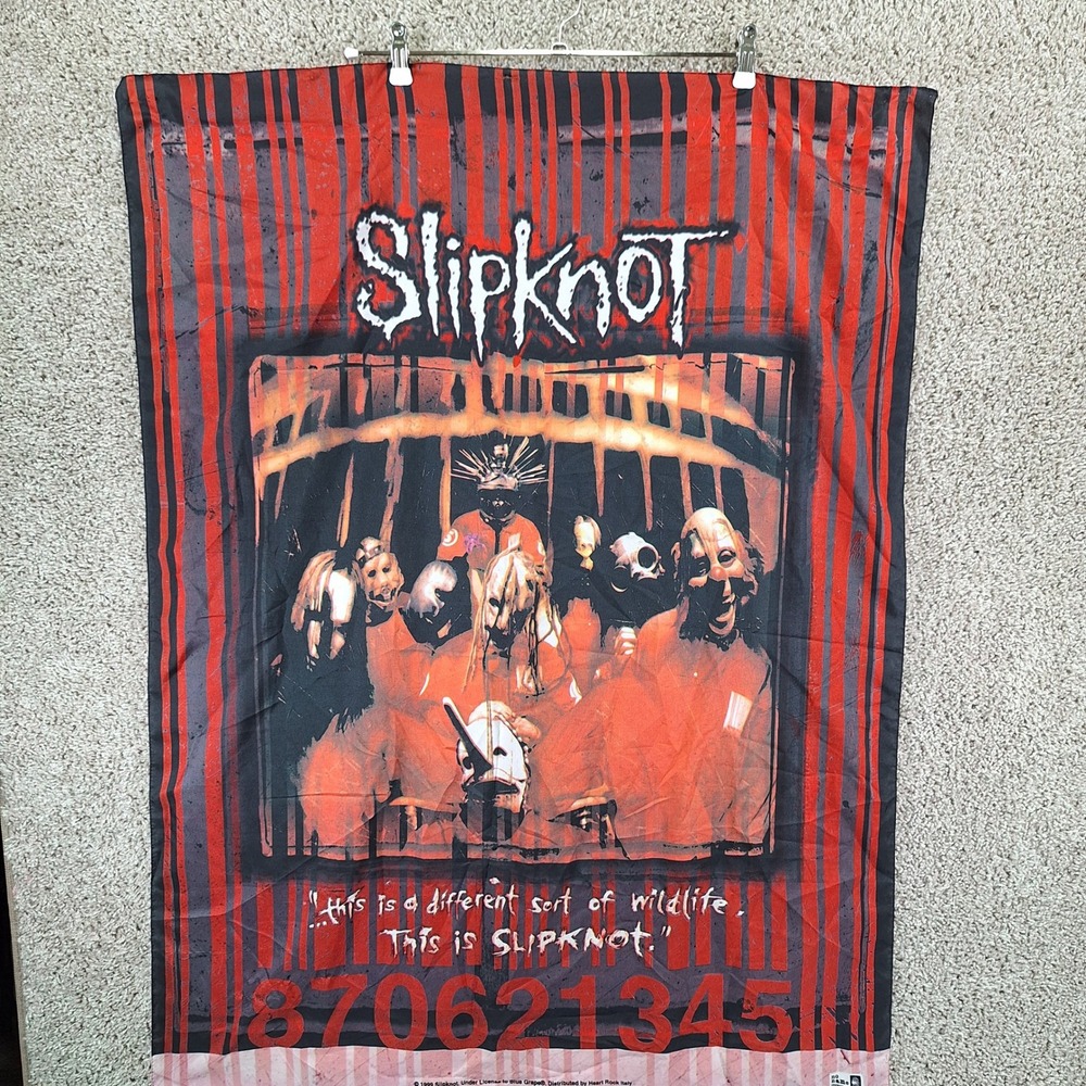 Slipknot Tapestry Red Black 1999 No Name Management Striped Rock Italy Nu Metal